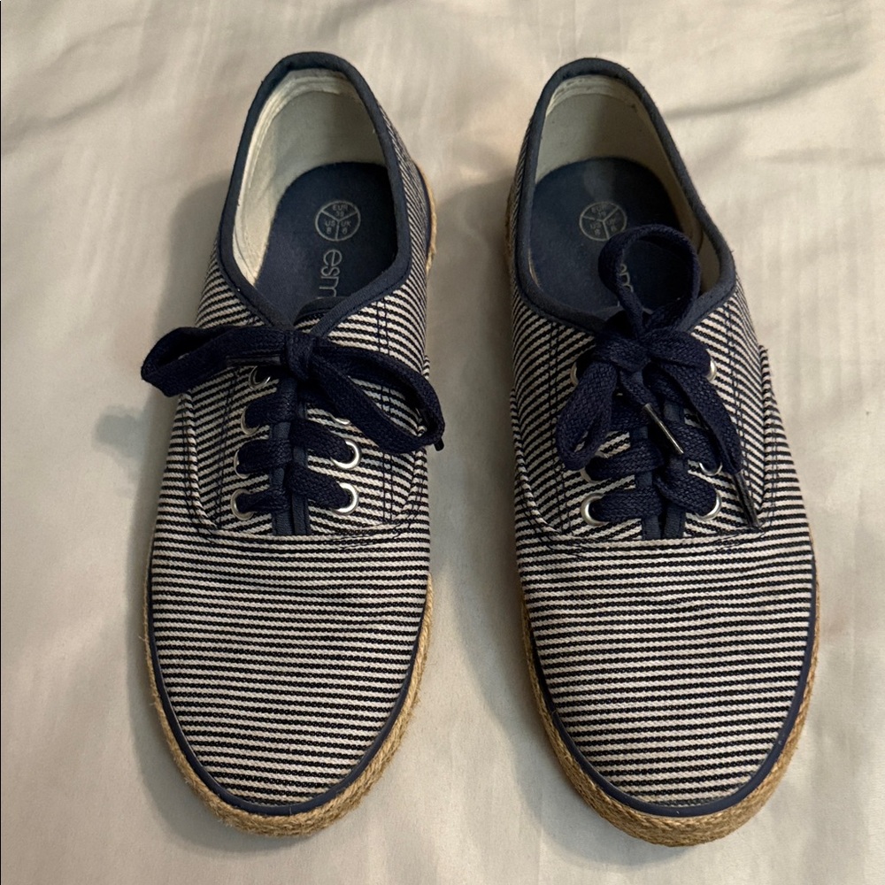Navy Striped Espadrille Sneakers
